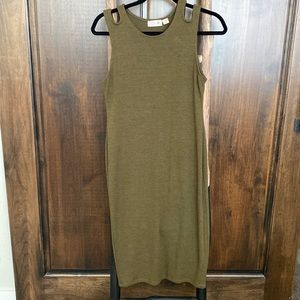 Olive Green midi cut out dress